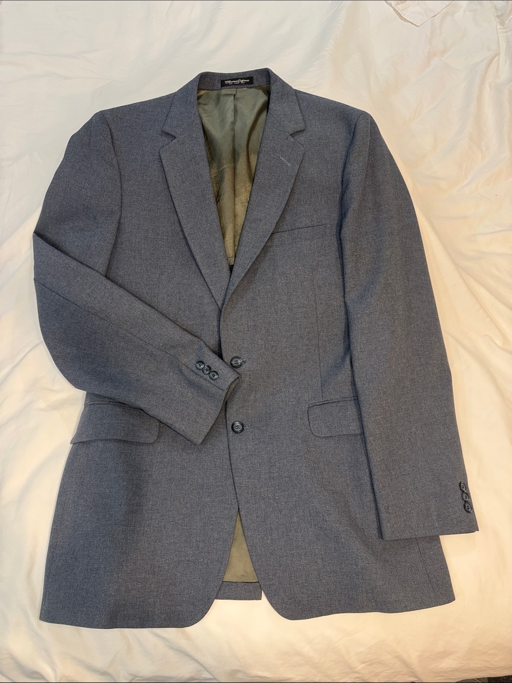 Men's Charcoal Wool-Blend Two-Button Blazer